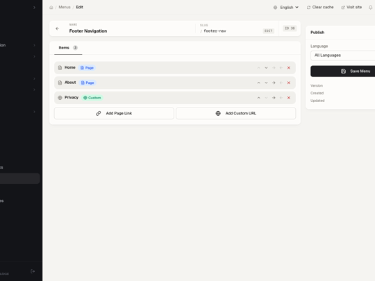 Menu editor