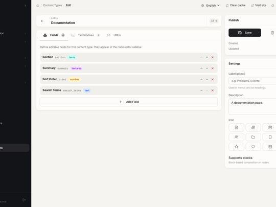 Content type editor