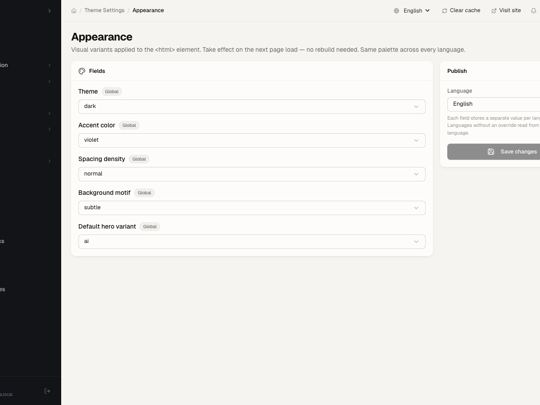 Theme settings — appearance