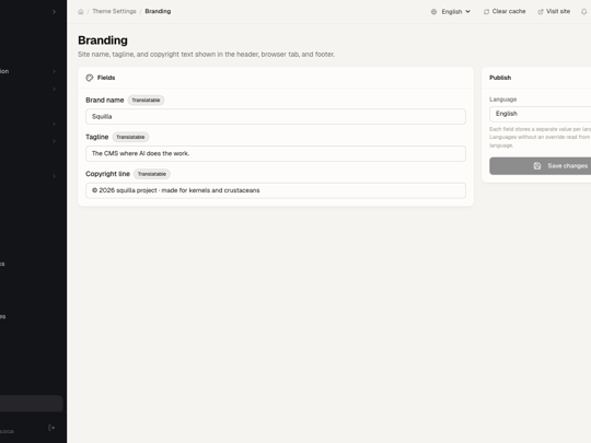 Theme settings — branding
