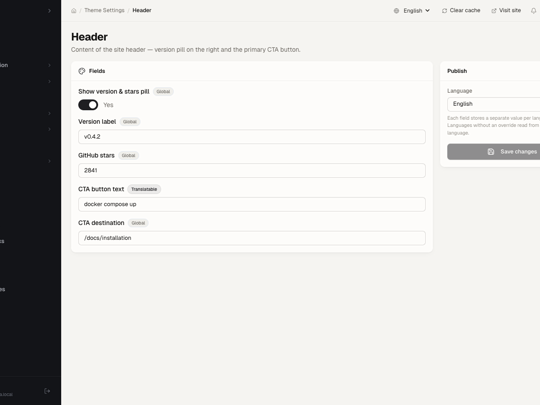 Theme settings — header