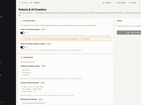Site settings — robots