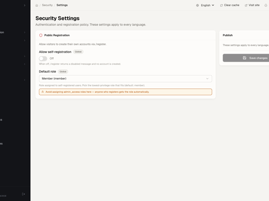 Security settings